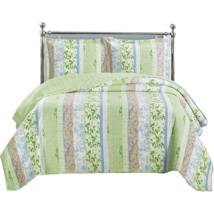 Royal Hotel Hayley Oversized Coverlet Set, Luxury Printed Design Quilt, Bedspread Set - Filled Quilts - Fits Pillow top Mattresses - 3PC Set - King/California King Size