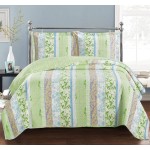 Royal Hotel Hayley Oversized Coverlet Set, Luxury Printed Design Quilt, Bedspread Set - Filled Quilts - Fits Pillow top Mattresses - 3PC Set - King/California King Size